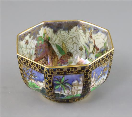 A Wedgwood Fairyland lustre Dana octagonal bowl, designed by Daisy Makeig-Jones, W. 12cm